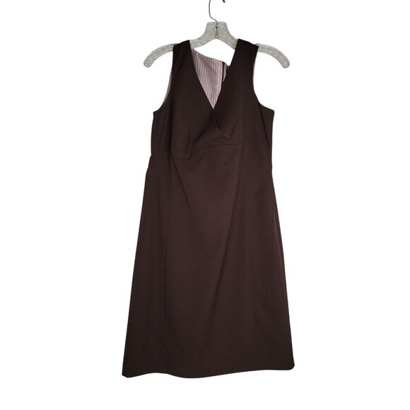 Jonathan Martin Studio Brown Sleeveless A-Line Dress With Pink Striped Lining Si - Picture 2 of 9